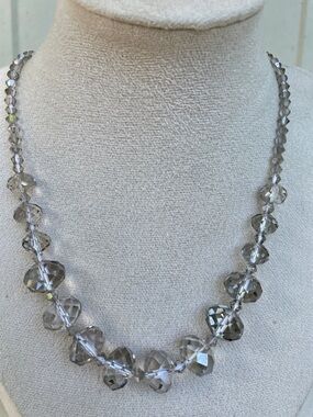 Elegant Gray Faceted Crystal Necklace